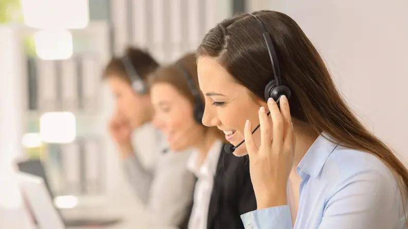 Call center girl wearing headset