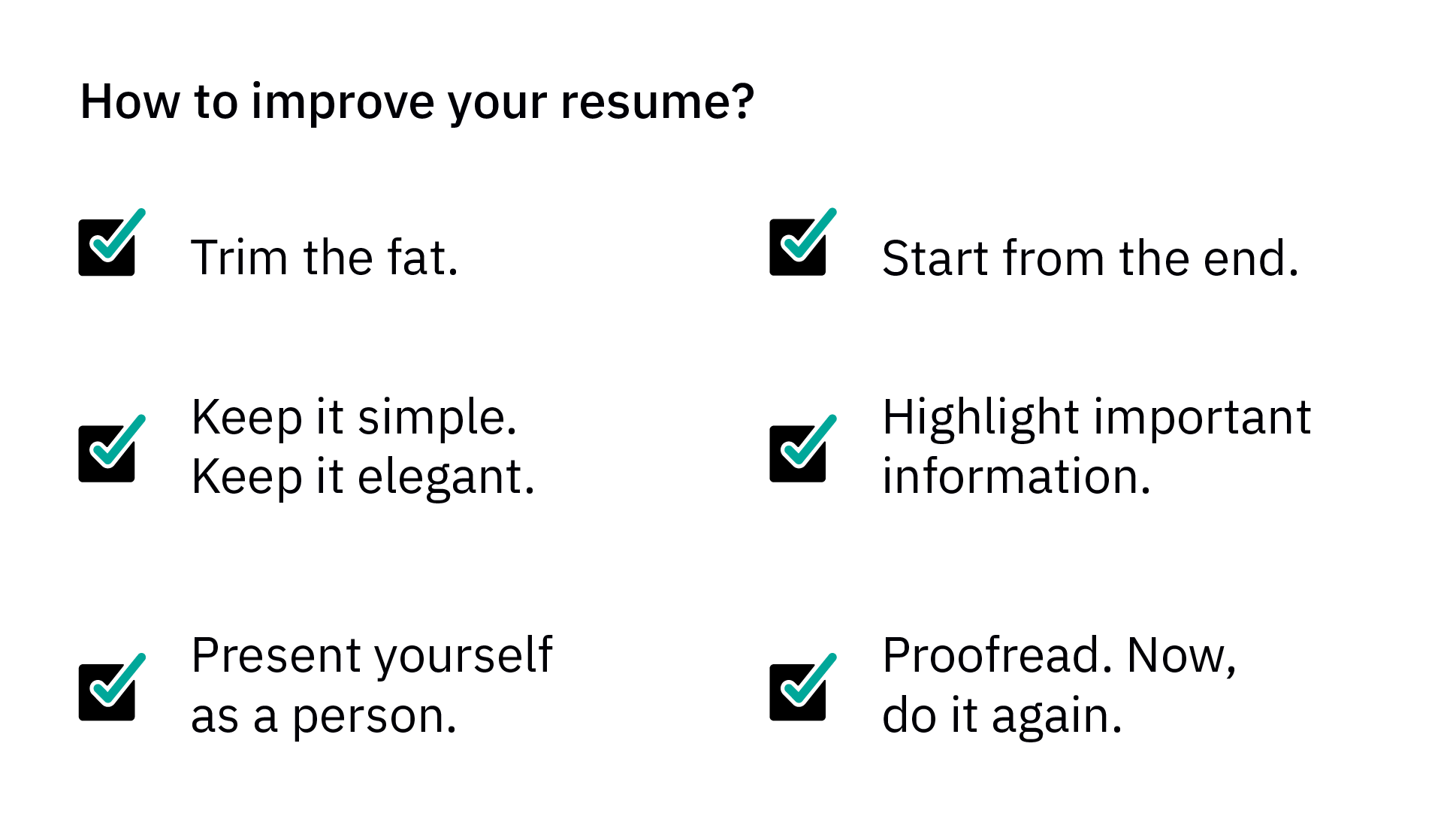 Graphic showing ways how to improve your resume