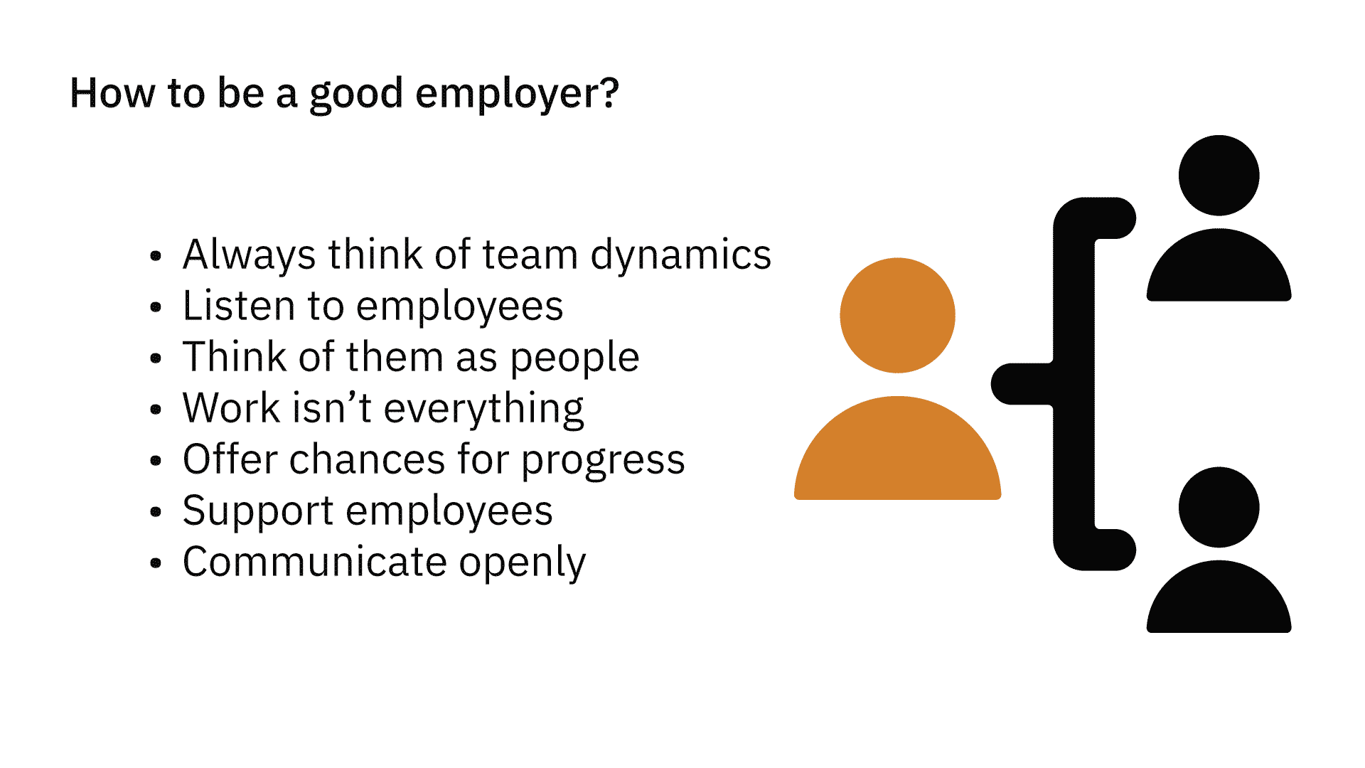 Infographic showing advice for being a good employer